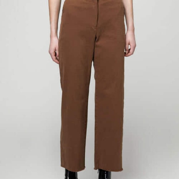 OAK + FORT | Wide Leg Twill Pant 4218 Brown Small - Picture 2 of 7